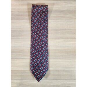Giorgio Armani Neck Tie Cravatte Wavy‎ Striped Red Blue 100% Silk Mens